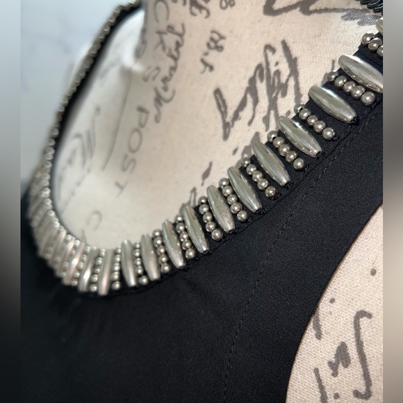 Express - black racer back top with silver beaded detailing - Picture 4 of 4